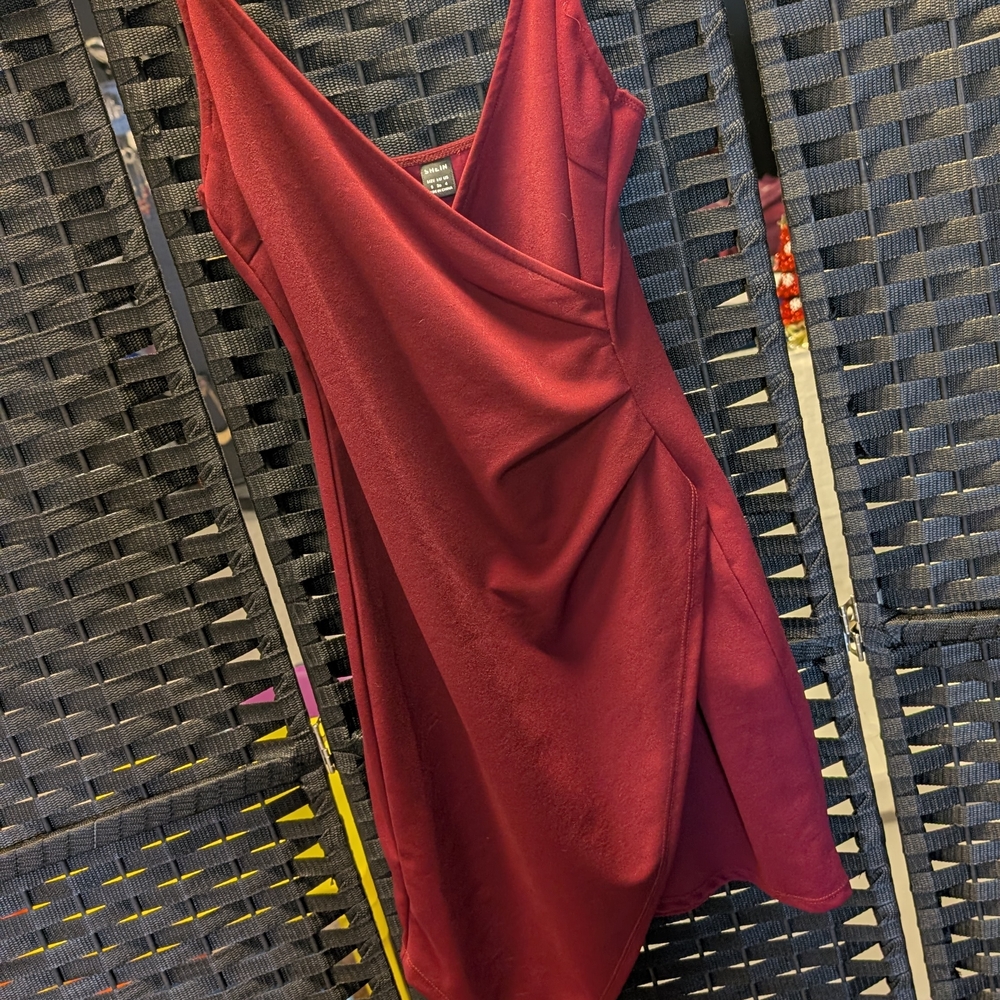 SHEIN Burgundy Asymmetrical Dress